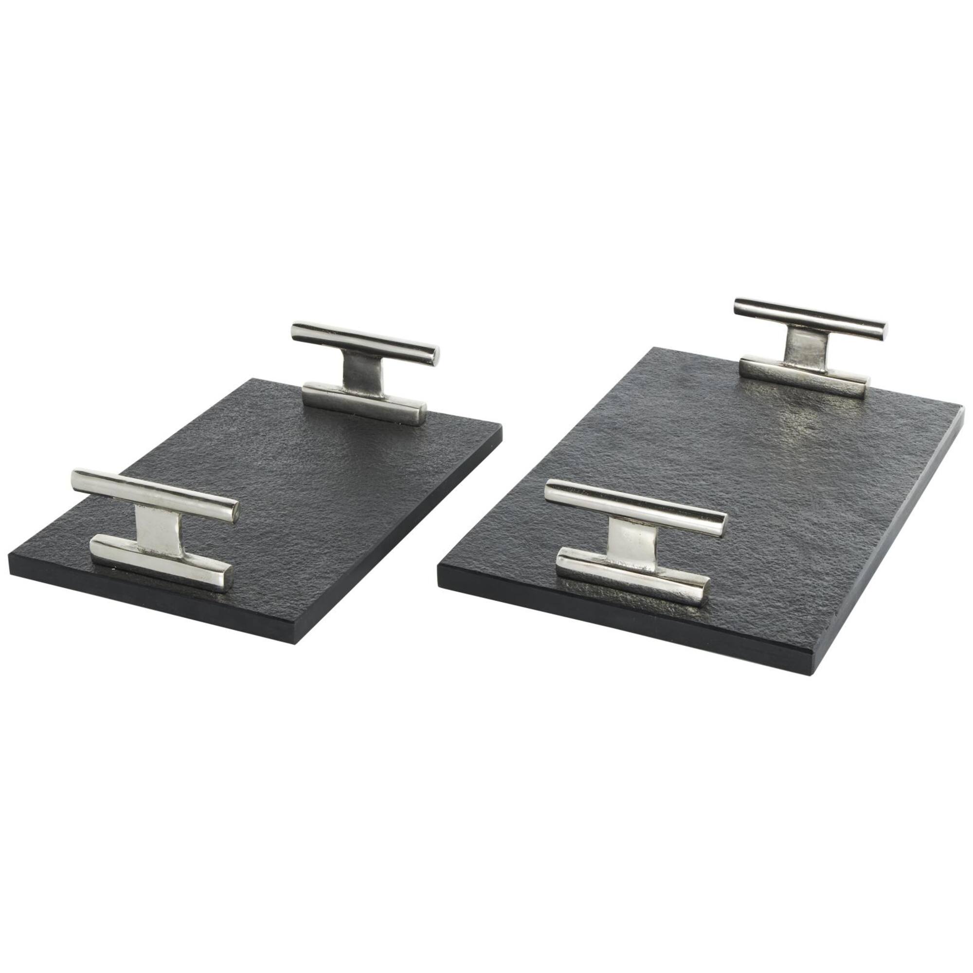 Black Marble Textured Decorative Tray Set